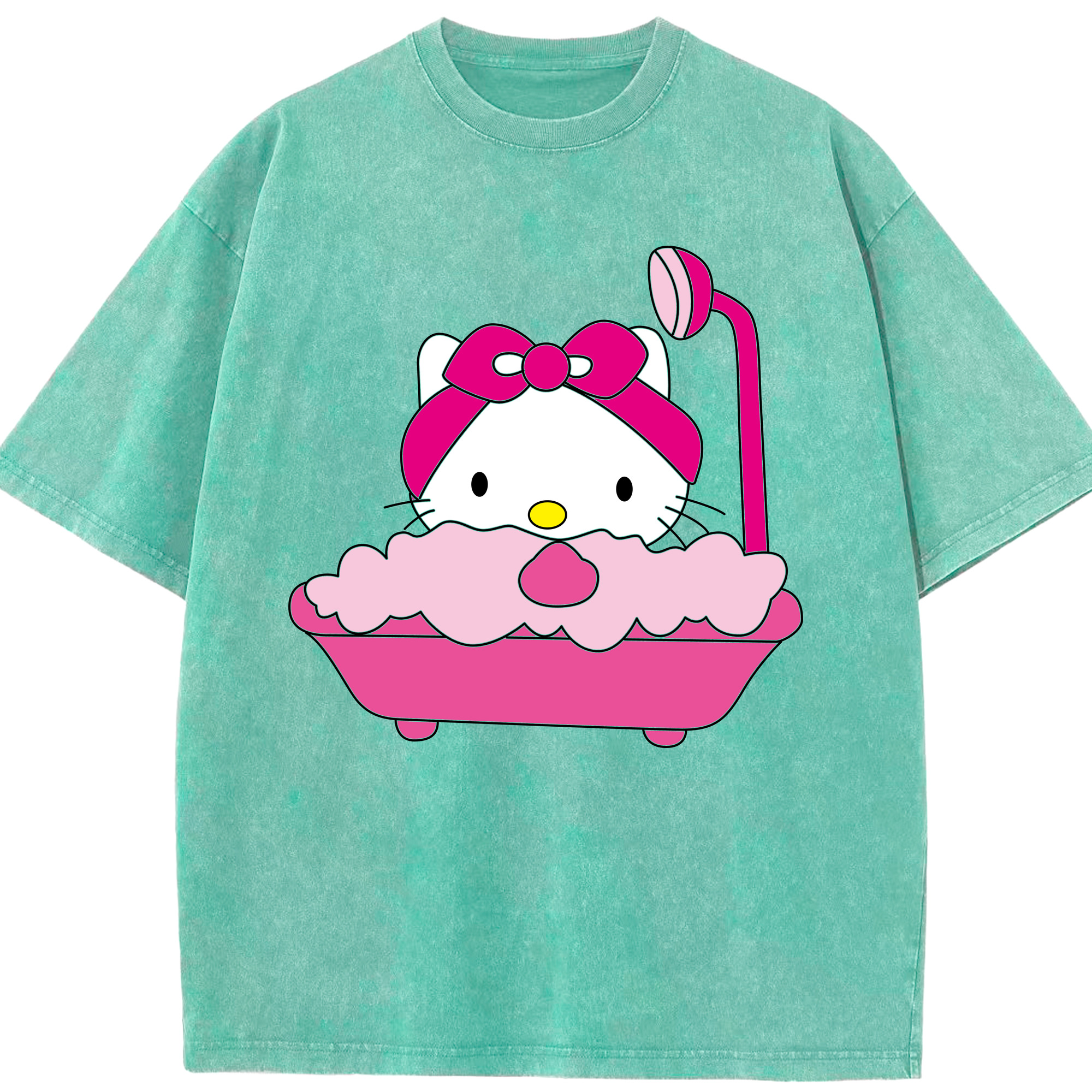 （画像用） Hello Kitty ハローキティ 綿100% ヴィンテージ風 半袖Tシャツ（フロントプリント）